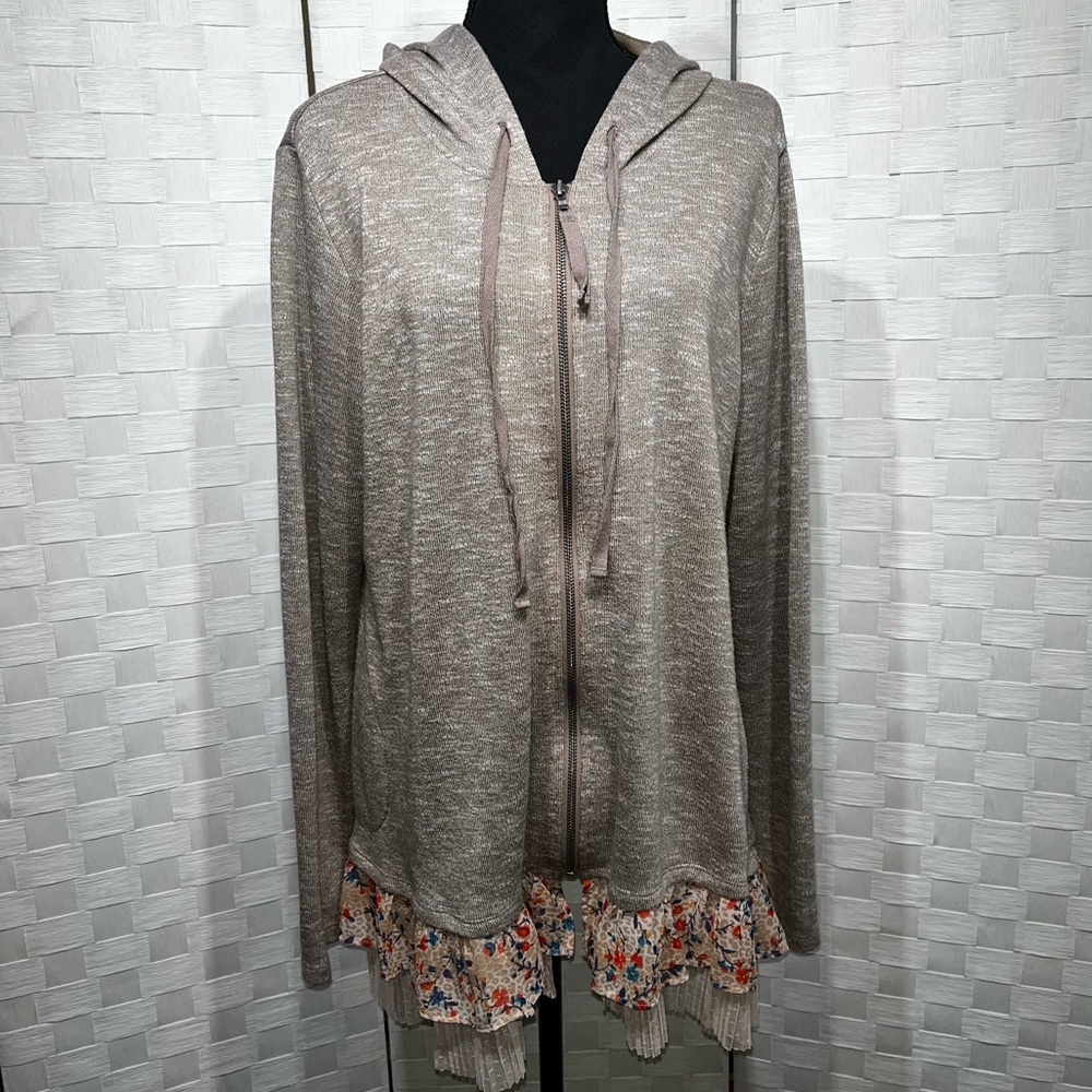 LOGO By Lori Goldstein Womens Full Zip Hooded Sweatshirt Size XL